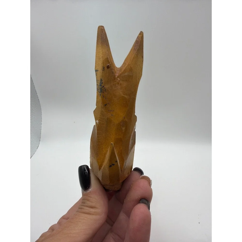 Vintage Hand Carved Wood Dog Bottle Stopper Set with Stand Scottie Folk Art